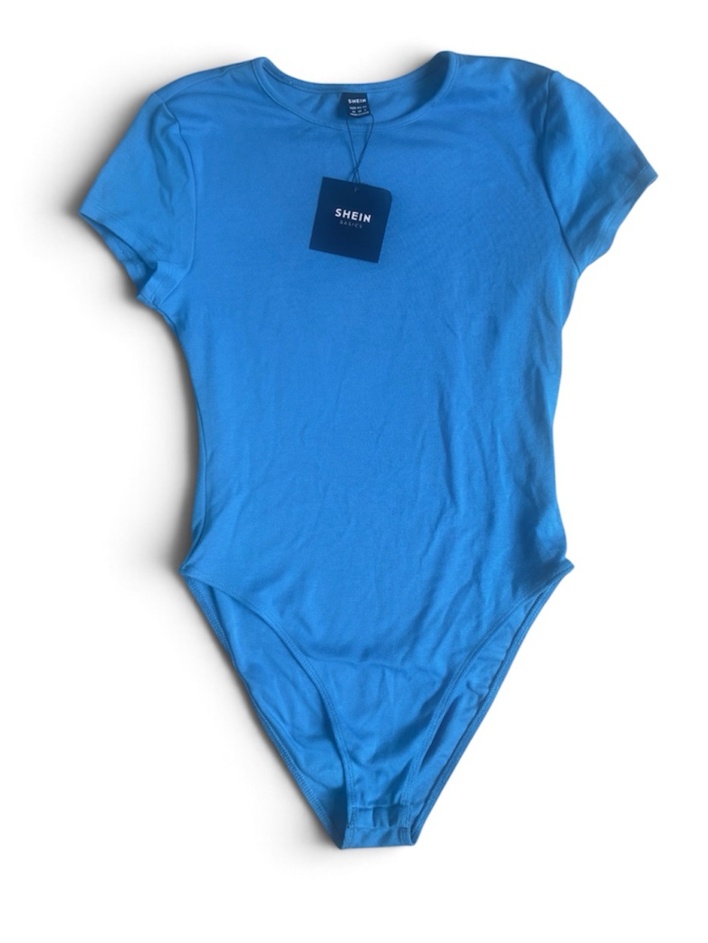 SHEIN Bright Blue Short Sleeve One-Piece Swim Bodysuit